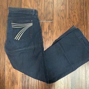 7 For All Mankind Women's Boot Cut Jeans - Dark Indigo with Cream Pocket Stripes